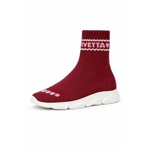 VIVETTA Knit Sock Boots Burgundy Pink Heart EU 35 US 5 Made in Italy NWB